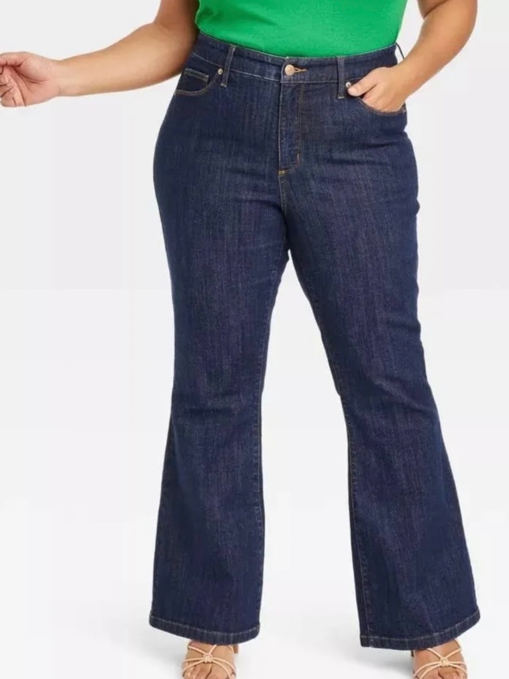 Ava & Viv Women's High-Rise Relaxed Flare Jeans. Sz 22P.